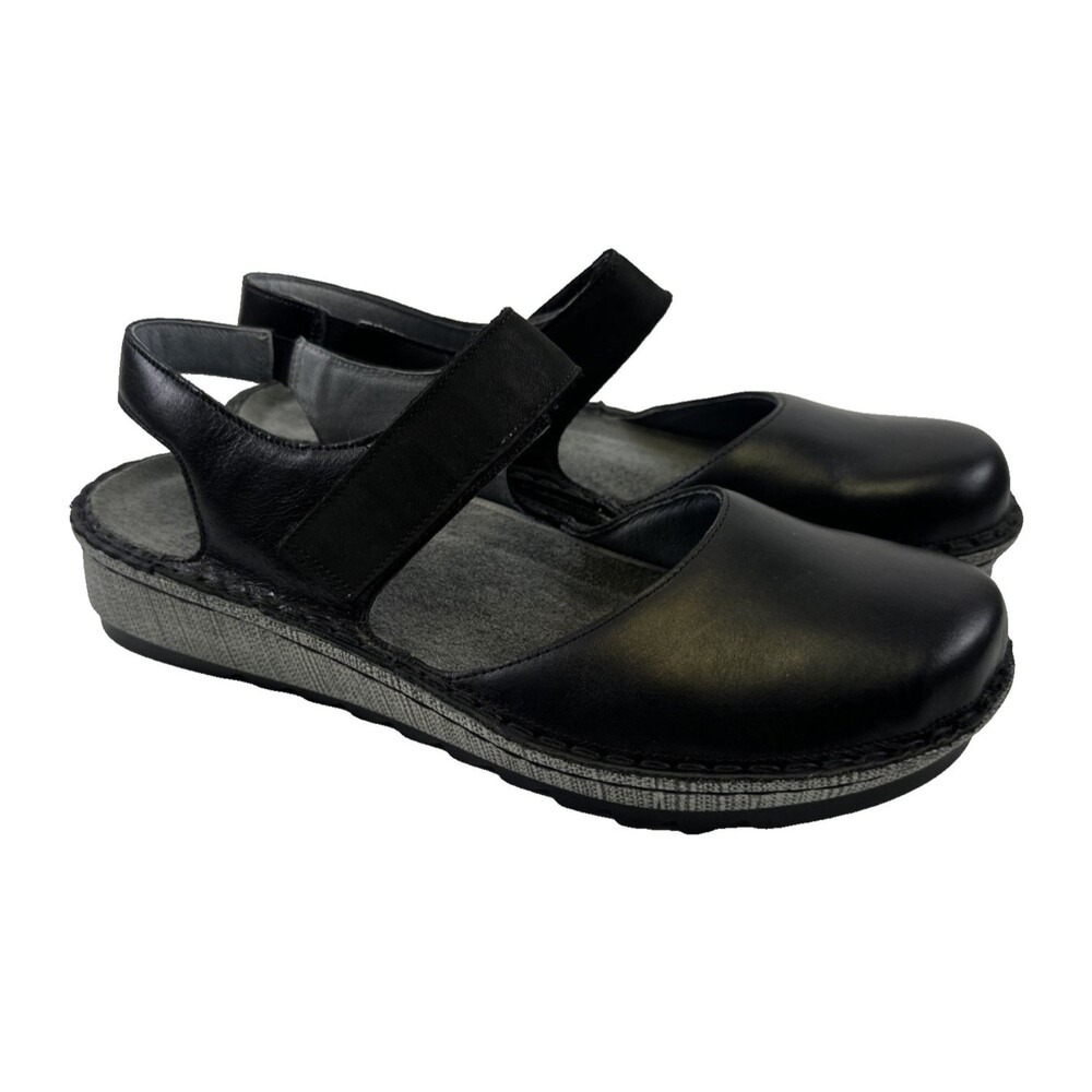 Naot Lantana Sandal Black Leather Flat Closed Toe Adjustable Strap Womens 39 8